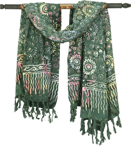 Bali batik sarong, wall hanging, wrap skirt, sarong dress, beach scarf - Design 3/green - 160x100 cm