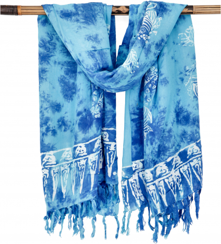 Bali batik sarong, wall hanging, wrap skirt, sarong dress, beach scarf - Design 28/turquoise blue - 160x100 cm