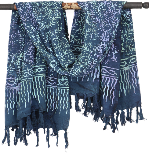 Bali batik sarong, wall hanging, wrap skirt, sarong dress, beach scarf - Design 13/blue - 160x100 cm