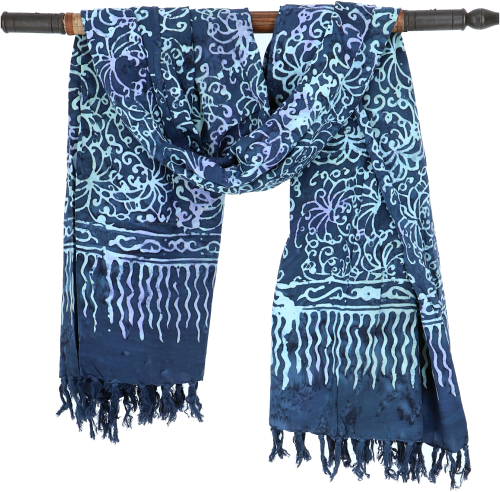 Bali Batik Sarong, Wandbehang, Wickelrock, Sarongkleid, Strand Tuch - Design 27/blau - 160x100 cm