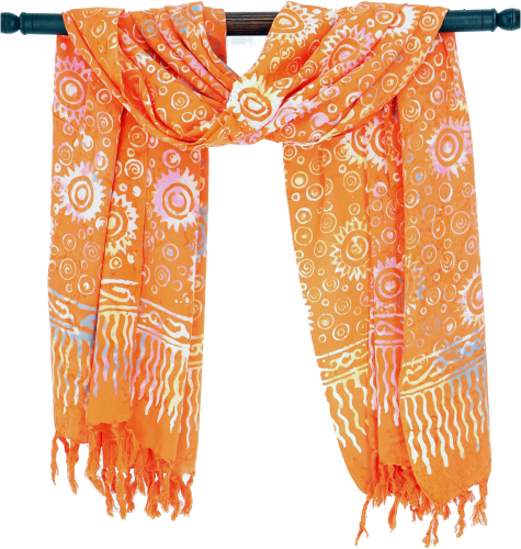 Bali batik sarong, wall hanging, wrap skirt, sarong dress, beach scarf - Design 15/orange - 160x100 cm