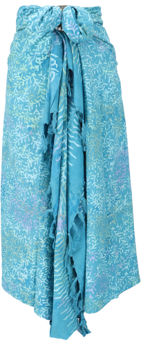 Bali batik sarong, wall hanging, wrap skirt, sarong dress, beach scarf - Design 3/turquoise blue _1 - 160x100 cm