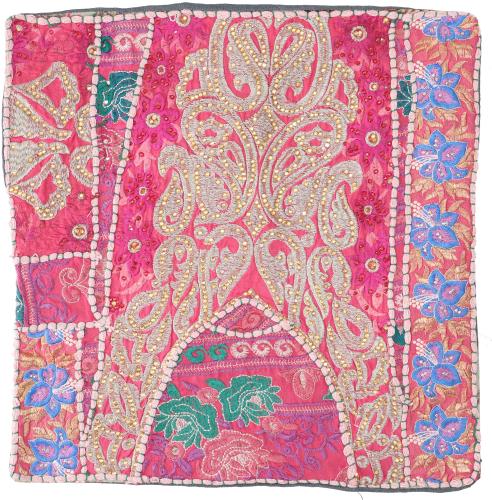Patchwork Kissenhlle, Dekokissen Bezug aus Rajasthan, Einzelstck - Muster 1 - 40x40 cm