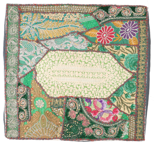 Patchwork Kissenhlle, Dekokissen Bezug aus Rajasthan, Einzelstck - Muster 8 - 42x42 cm