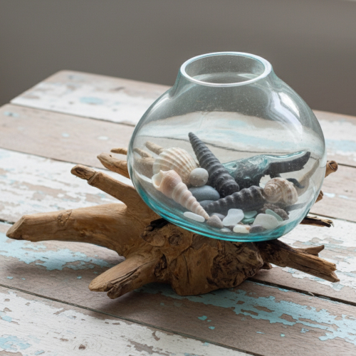 Wurzelholz Vase - � Glas bis 20 cm M1