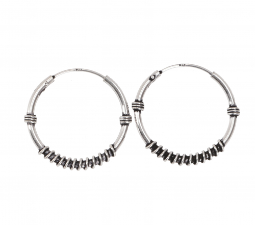 Ethno earrings, boho silver hoop earrings, hoop earrings in different sizes - model 4 1 cm