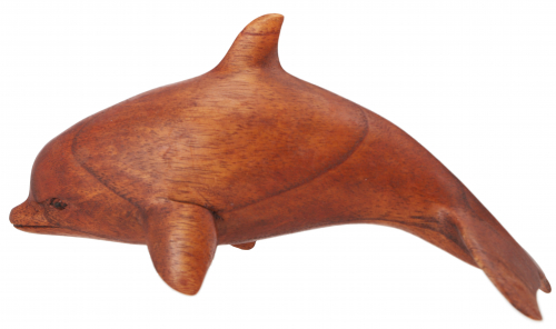 Geschnitzte kleine Deko Figur - Holzdelphin - 10x20x7 cm 