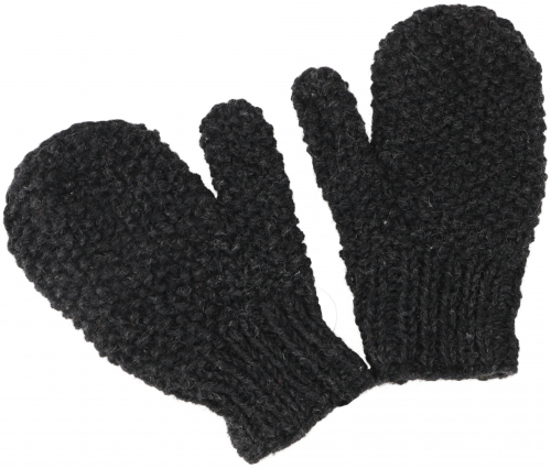 Hand-knitted mittens, wool gloves, mittens, mitts - anthracite