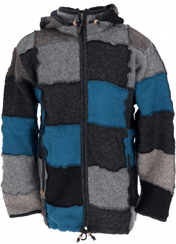 Cozy, lined cardigan, patchwork wool jacket Nepal cardigan - Model 19