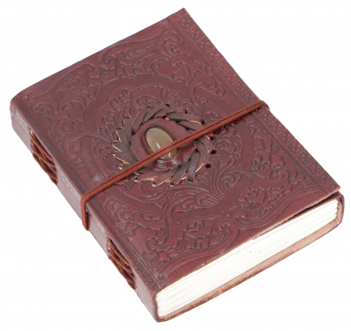 Notebook, leather book, diary with leather cover - decorative stone 12*15 cm