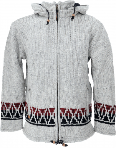 Cozy lined cardigan, patchwork wool jacket Nepal jacket - model 30
