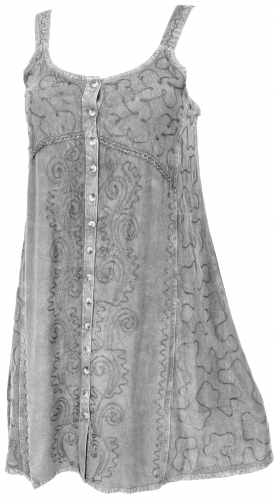 Besticktes indisches Kleid, Boho Minikleid - grau/Design 23