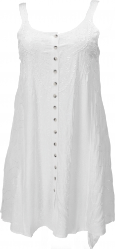 Embroidered Indian boho dress, hippie chic mini dress - white/design 25