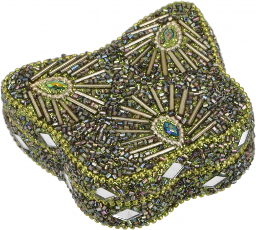 Kleines Schmuckdschen mit Perlen, Schmuckschachtel - lemon - 2,5x7x6 cm 