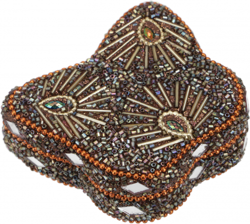 Kleines Schmuckdschen mit Perlen, Schmuckschachtel - orange - 2,5x7x6 cm 