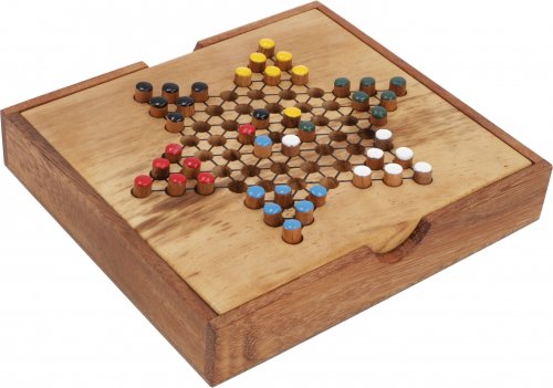 Brettspiel, Gesellschaftsspiel aus Holz - Halma 1 - 4x15x15 cm 