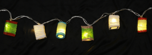 LED light chain lanterns - mix green/white - 6x6x5 cm  5 cm