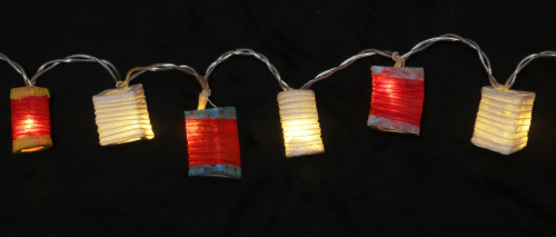 LED light chain lanterns - mix red/white - 6x6x5 cm  5 cm