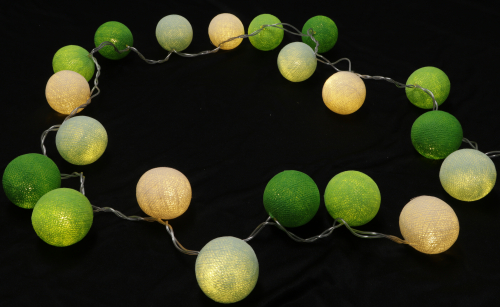 Fabric ball light chain LED ball lampion light chain - green/white - 7x7x350 cm  7 cm