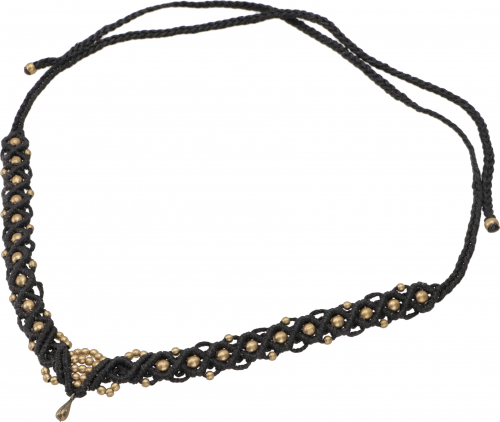 Macram necklace costume jewelry, boho headdress tiara - black - 75 cm