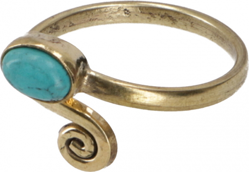 Brass toe ring, Goa foot jewelry, Indian toe ring - gold/turquoise 1,5 cm