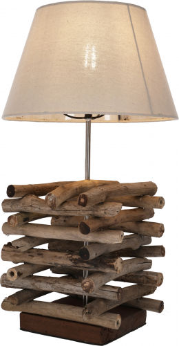 Table lamp/table lamp, handmade in Bali from natural material, driftwood, cotton - model Tara - 60x30x30 cm 