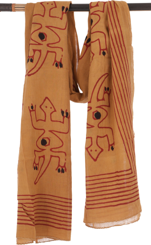 Leichter Pareo, Sarong, handbedrucktes Baumwolltuch - Farb Kombination 35 - 190x120 cm