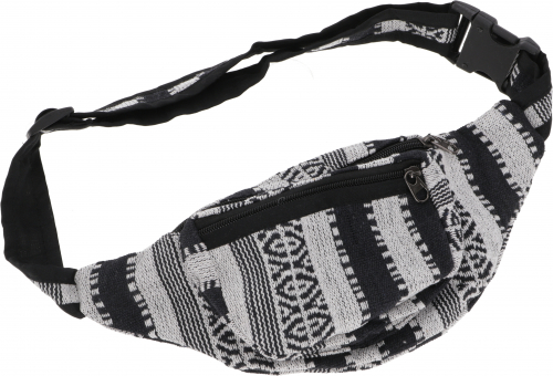 Ethno sidebag belt bag - black/white - 14x20x5 cm 