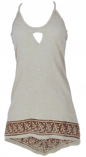 Boho long top, top with great back section - linen-colored