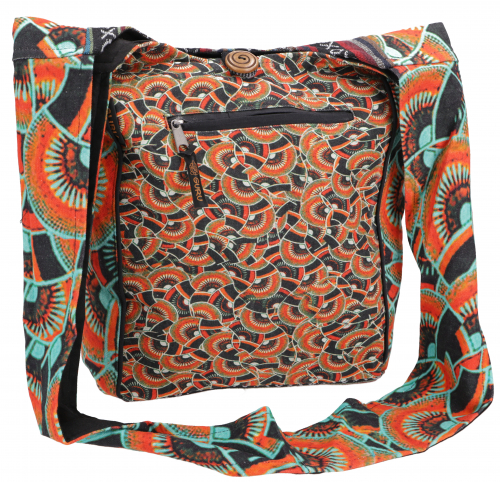 Spacious shoulder bag with psychedelic print, hippie bag - Kalaidiskop - 34x37x30 cm 
