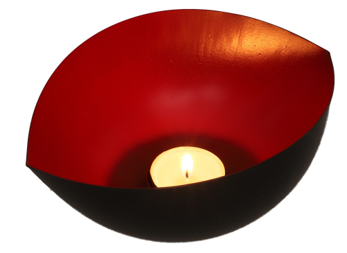 Metall Teelicht Windlicht rot - 7,5x16,5x12,5 cm 