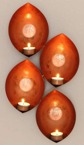 Wall candle holder, wall tea light - copper - 48x20x7 cm 