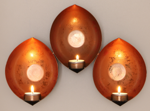 Wall candle holder, wall tea light - copper - 28x29x7,5 cm 