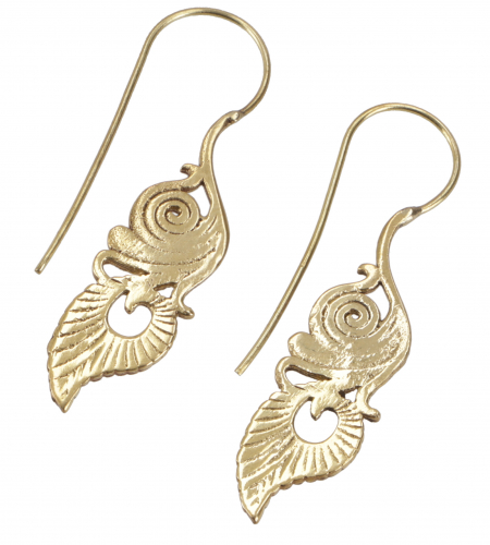 Brass hanging earring, Goa festival earrings - gold - 5x1,2 cm