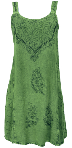 Embroidered indian mini dress boho chic, hippie tunic - green design 16