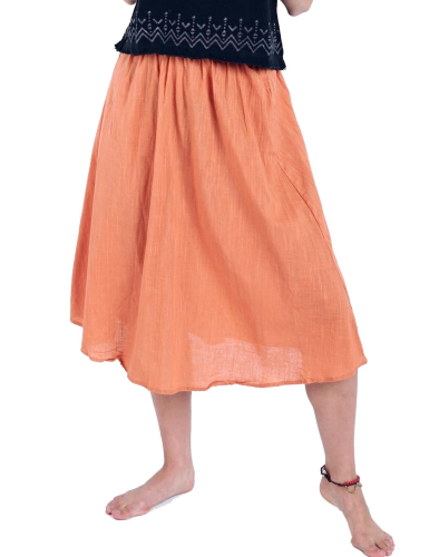 Airy knee-length skirt, boho summer skirt - apricot orange