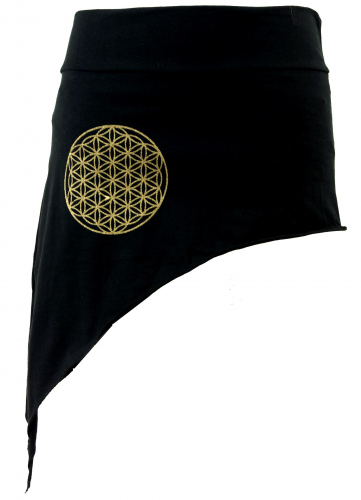 Pixi lace skirt with golden \`Flower of Life\` Mandala - black