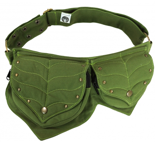 Festival ethno sidebag, belt bag, elf fanny pack - olive green - 15x40x4 cm 