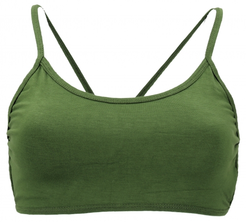 Goa Psytrance Bikini Top, Boho Top, Pixi Yoga Bra - olive green