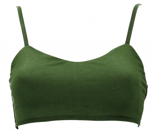 Goa Psytrance Bikini Top, Boho Top, Pixi Yoga Bra - olive green