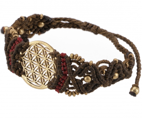 Goa Armband, Makramee, Festival Armband - Blume des Lebens/braun Modell 17 - 24x3x0,5 cm 