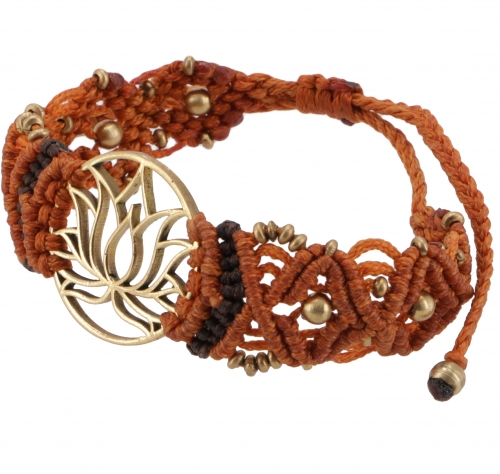 Goa bracelet, macram, festival bracelet - lotus/rust orange model 24 - 24x3x0,5 cm 