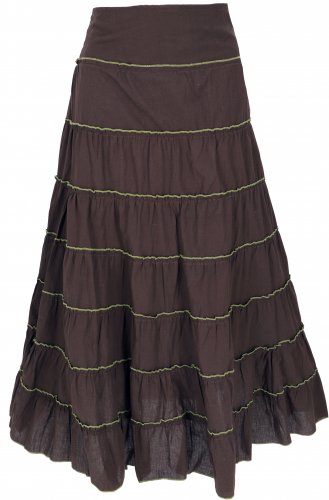 Long boho tiered skirt, maxi skirt hippie chic, flamenco skirt - brown