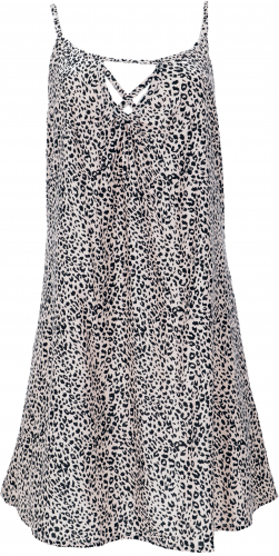 Mini dress, boho summer dress, hanger dress with great back neckline - leopard