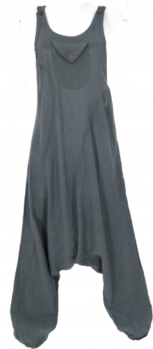 Natural boho dungarees, jumpsuit, airy jumpsuit - anthracite/gray-blue