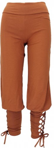 Organic cotton yoga pants, leggings, psytrance pants made from organic cotton - caramel