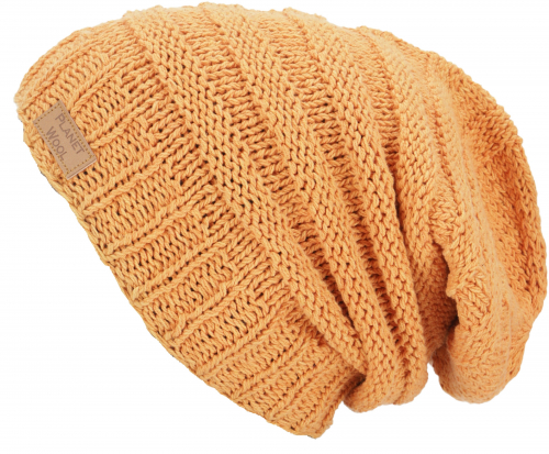 Cotton beanie, hand-knitted dread head hat, Nepal hat - orange