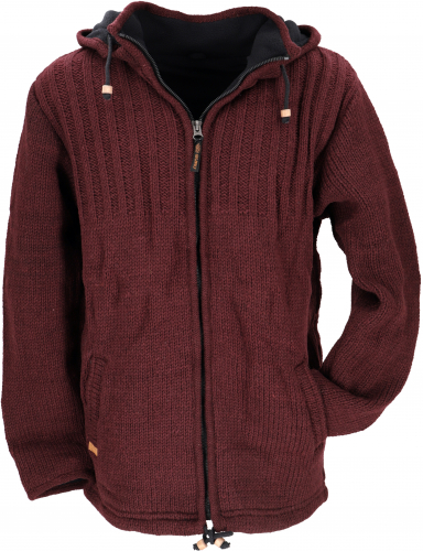 Unisex Strickjacke, Wolljacke, Nepaljacke burgundy - Modell 27