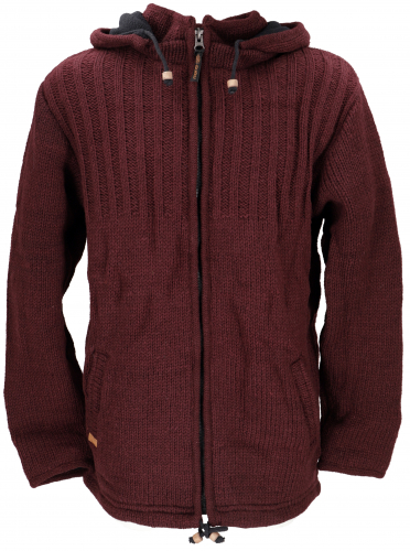 Cardigan, wool jacket, Nepal jacket burgundy - Model 27