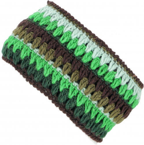 Colorful crochet headband made from virgin wool - green - 10 cm 20 cm